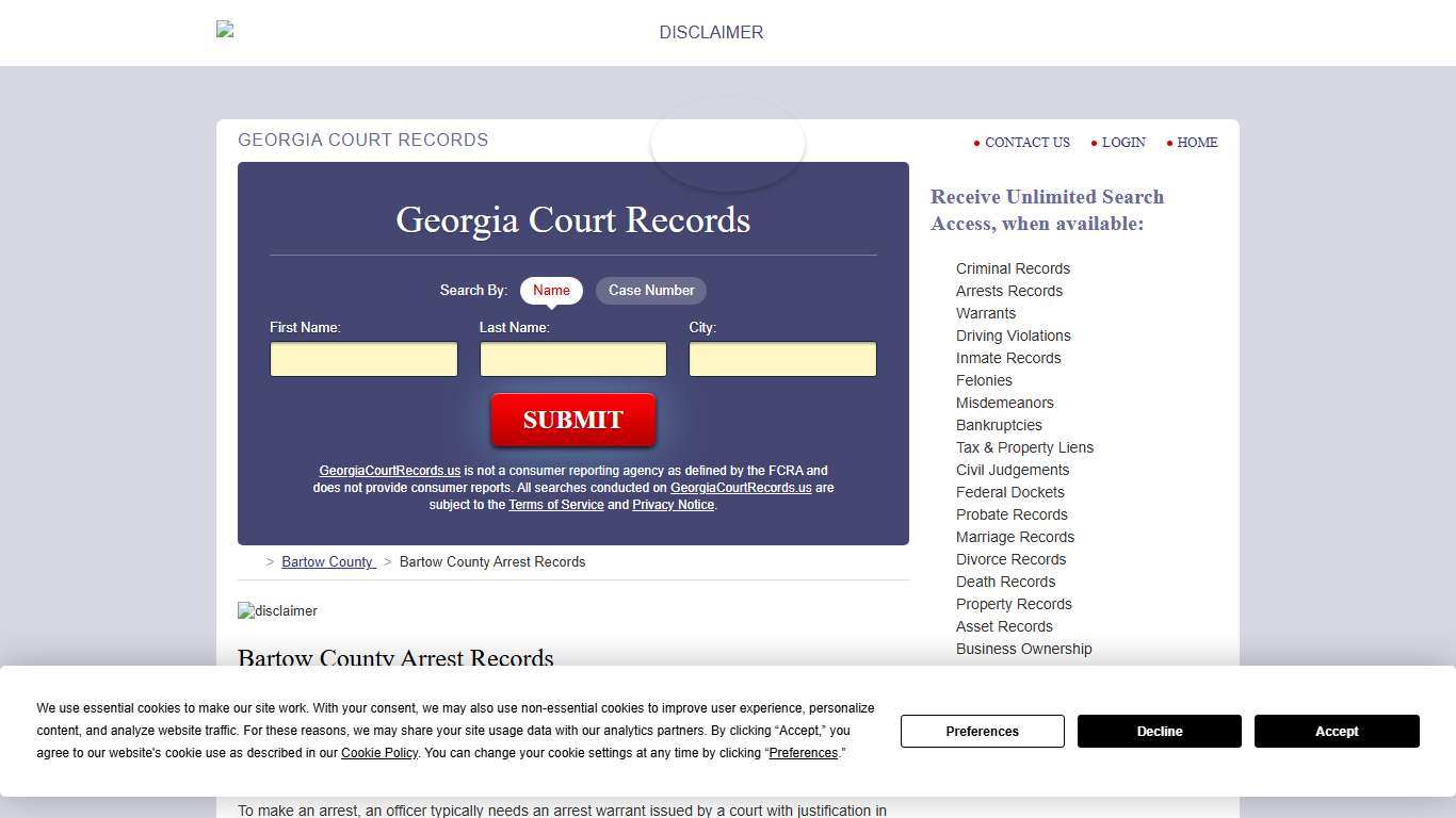 Bartow County Arrest Records GeorgiaCourtRecords.us